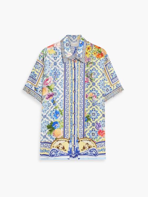 CAMILLA Crystal-embellished printed silk-twill shirt
