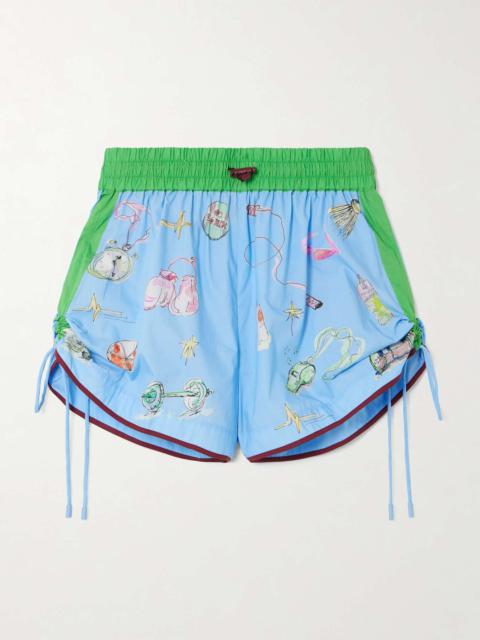 + Anouk Colantoni printed organic cotton-poplin shorts Light blue