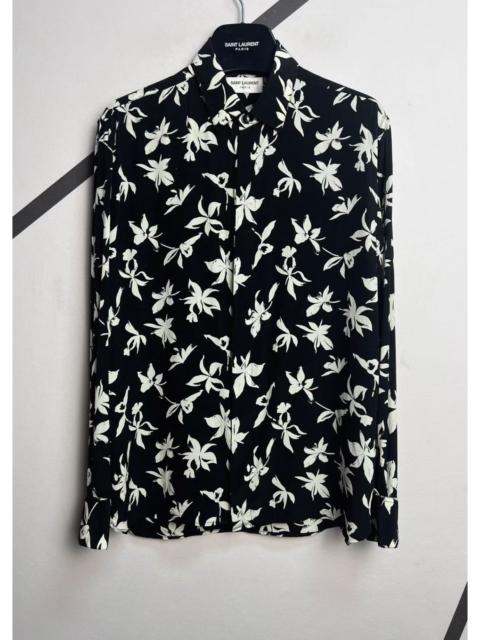 SAINT LAURENT Saint Laurent Black Floral Print Silk Buttoned Up Shirt