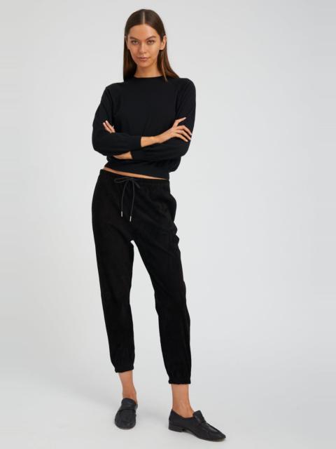 SPRWMN BLACK SUEDE SWEATPANTS