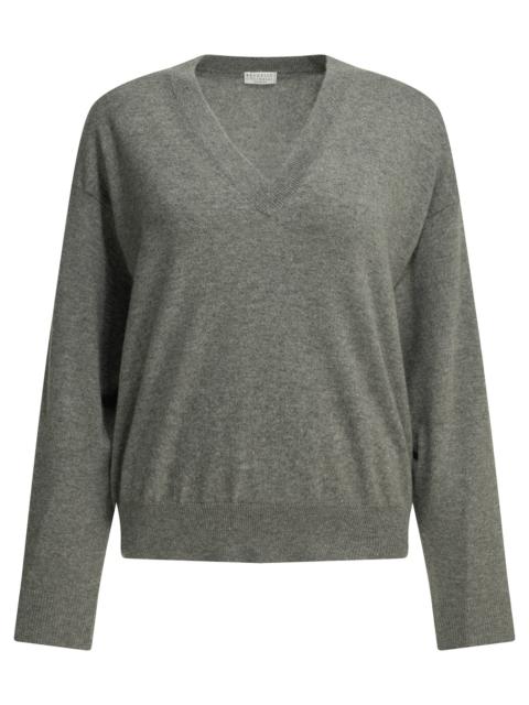 Brunello Cucinelli Brunello Cucinelli Cashmere V-neck Sweater Grey