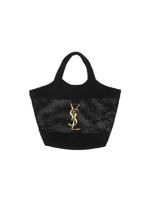 SAINT LAURENT SAINT LAURENT $5500 Icare Black Raffia Tote Bag New & Authen