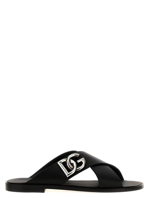 Dolce & Gabbana Dolce & Gabbana Men Logo Leather Sandals