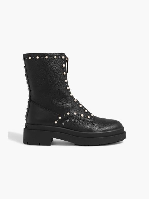 JIMMY CHOO Nola embellished pebbled-leather ankle boots
