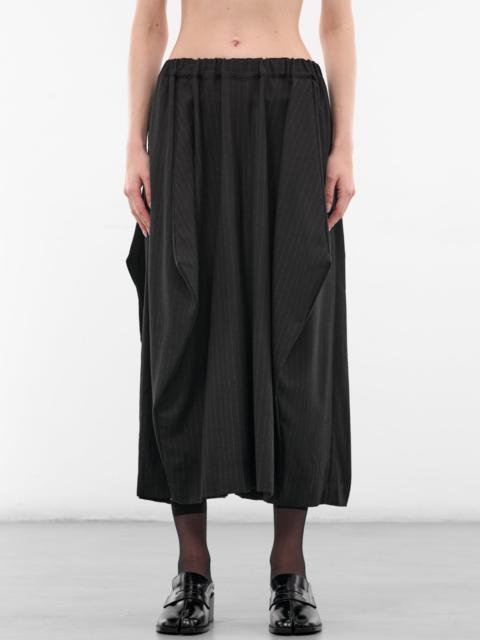 Comme Des Garçons Black Pinstripe Draped Baggy Trousers