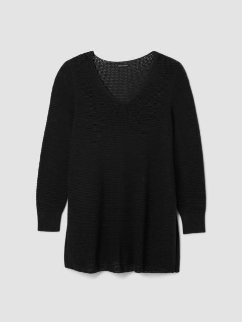 EILEEN FISHER Peruvian Cotton Blend V-Neck Long Top