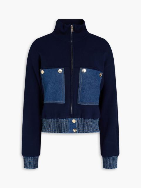 Sandro Denim-paneled knitted jacket