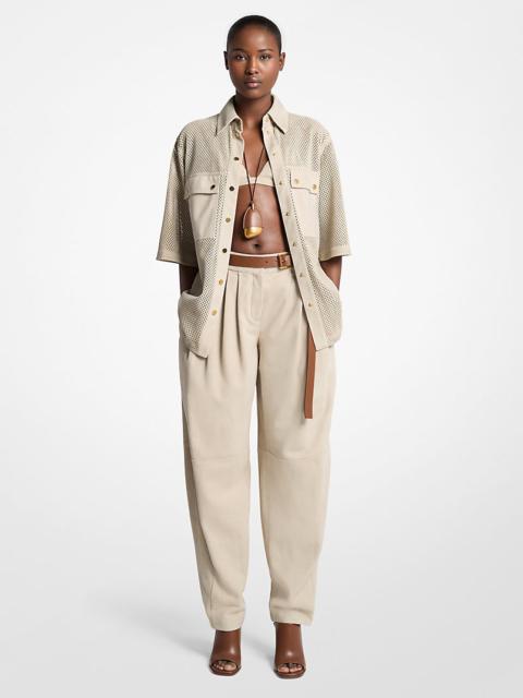 MICHAEL KORS COLLECTION Pleated Suede Barrel Trousers