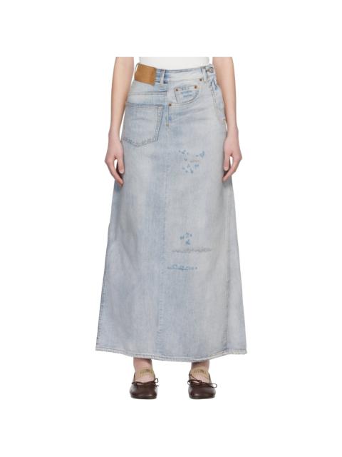 MM6 Maison Margiela Blue Distressed Midi Skirt