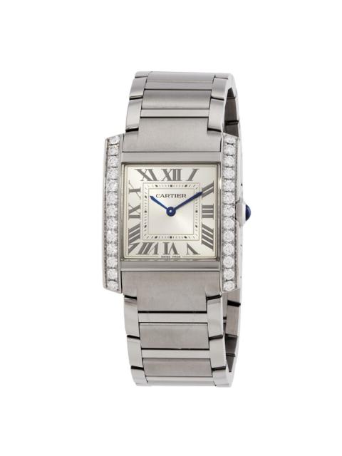 Cartier Tank Francaise Medium Model Diamond Silver Dial Ladies Watch W4TA0021