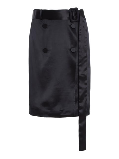 FERRAGAMO Wrap Satin Knee-Length Skirt black
