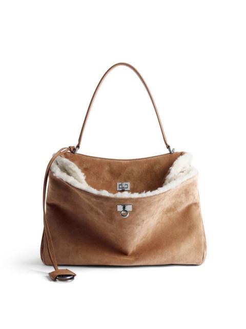 BALENCIAGA Women's Rodeo Handbag Medium in Noce/white