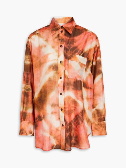 Zimmermann Oversized tie-dyed silk-satin shirt