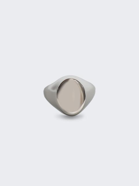MM6 Maison Margiela Minimal Logo Oval Signet Ring Polished Palladio