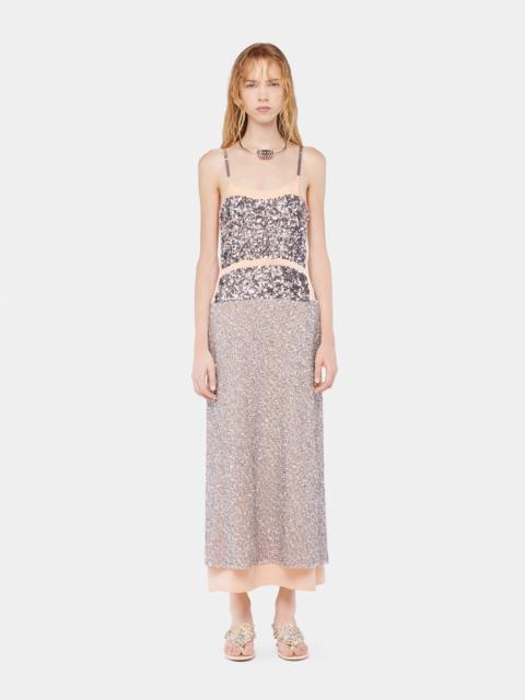 rabanne CHIFFON DRESS WITH SILVER SEQUINS