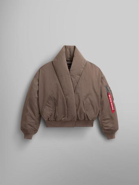 ALPHA INDUSTRIES SHAWL COLLAR BOMBER JACKET WOMENS