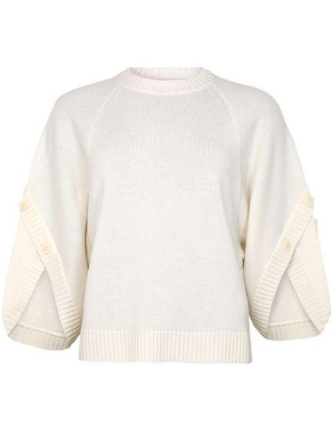 Max Mara MAX MARA Ampex Round Neck White Wool Sweater New & Authentic
