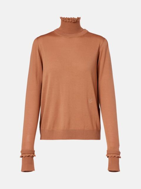 Chloé Ruffled wool turtleneck sweater