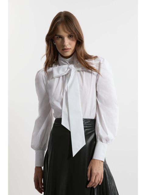 KAREN MILLEN Cotton Poplin Pussybow Blouse