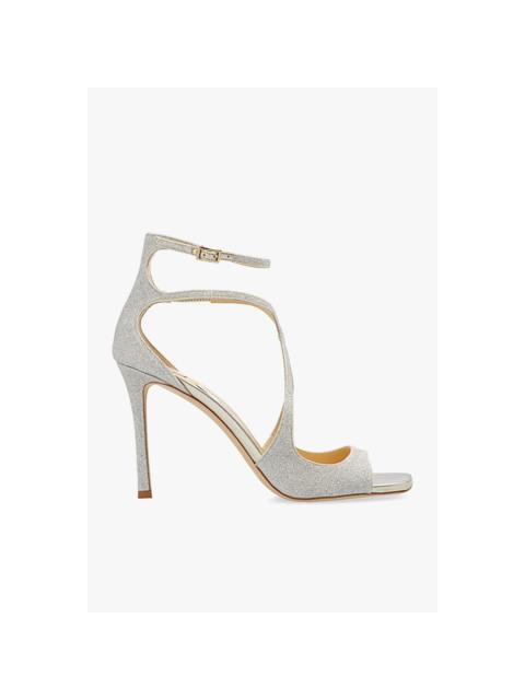 JIMMY CHOO JIMMY CHOO 'Azia' Platinum Ice 95mm Sandals New And Authenti
