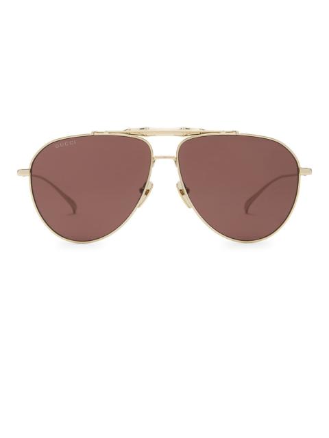 GUCCI Bamboo Metal Pilot Sunglasses