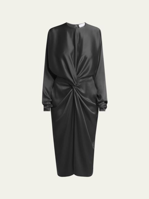 Twist-Front Satin Dress