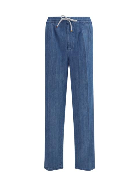 Brunello Cucinelli Brunello Cucinelli Lightweight Denim Pants With Drawstring And Double Pleats