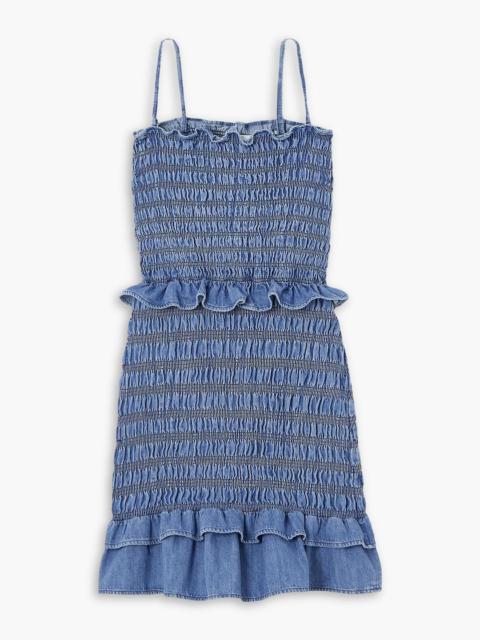 Isabel Marant Étoile Djina shirred ruffled cotton-chambray mini dress