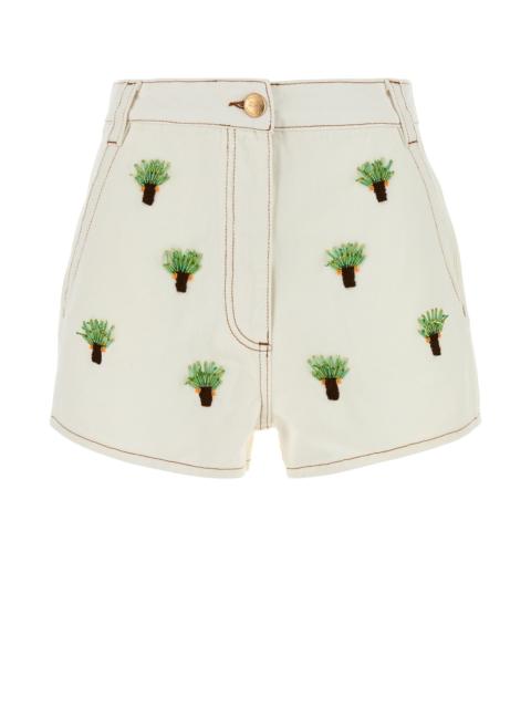 FARM RIO White denim shorts