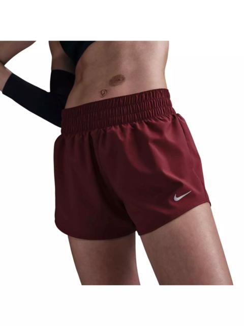 Nike Women's One Dri-FIT Mid-Rise 3" Brief-Lined Shorts -Dk Red
