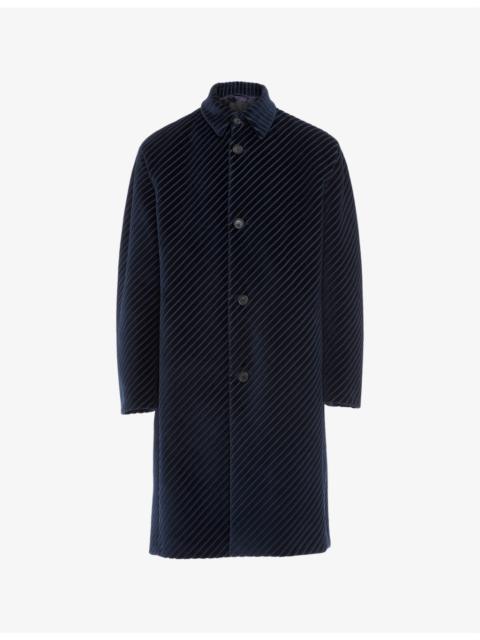 Prada Pinstriped collared corduroy coat
