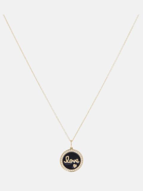 SYDNEY EVAN Love 14kt yellow gold charm necklace