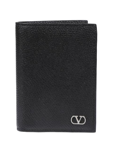 Valentino Credit card holder with logo in soft grain calfskin
