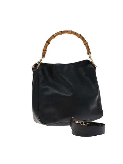GUCCI GUCCI Bamboo Hand Bag Leather Black Gold 001 1705 001 1705