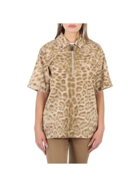 Burberry Burberry Ladies Animal Print Short-sleeve Cotton Oversized Shirt