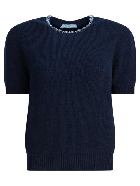Prada Prada Wool and Cashmere Crewneck Sweater Blue