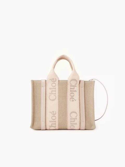 Chloé SMALL WOODY TOTE BAG IN LINEN