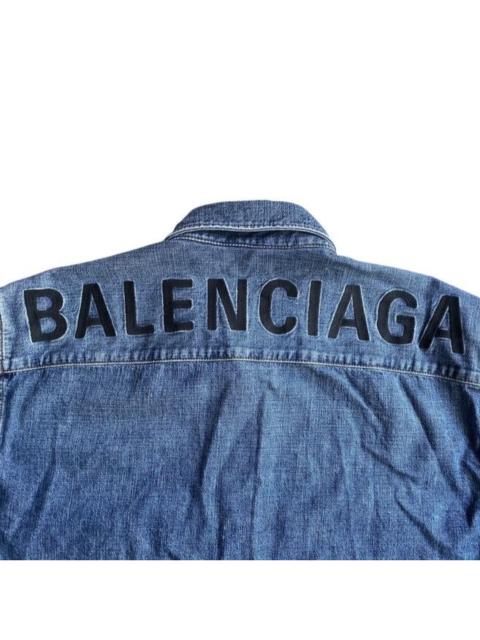 BALENCIAGA 2019 Back Logo Embroidered Oversize Denim Shirt