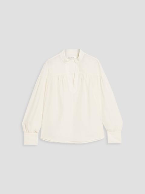 FRAME Gathered satin-crepe blouse