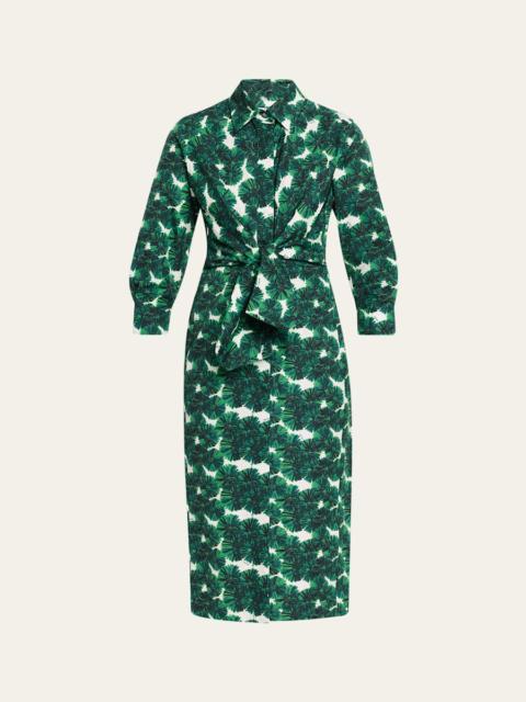 Max Mara Maremma Floral Waist-Tie Midi Shirtdress