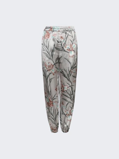 SAINT LAURENT Floral Satin Joggers Grey