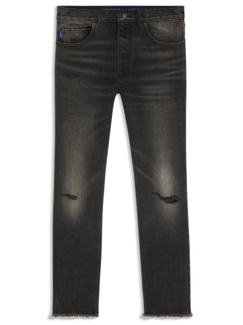 HUGO REGULAR-FIT JEANS IN DISTRESSED CANDIANI DENIM