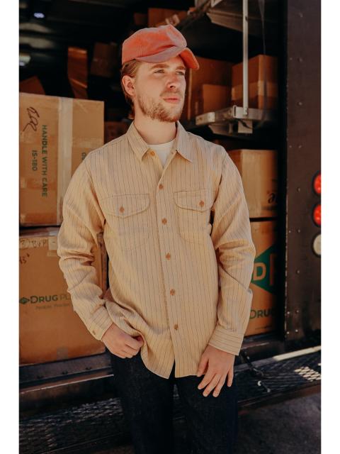 SUGAR CANE SC28652 SUGAR CANE COKE STRIPE LONG SLEEVE WORK SHIRT BEIGE