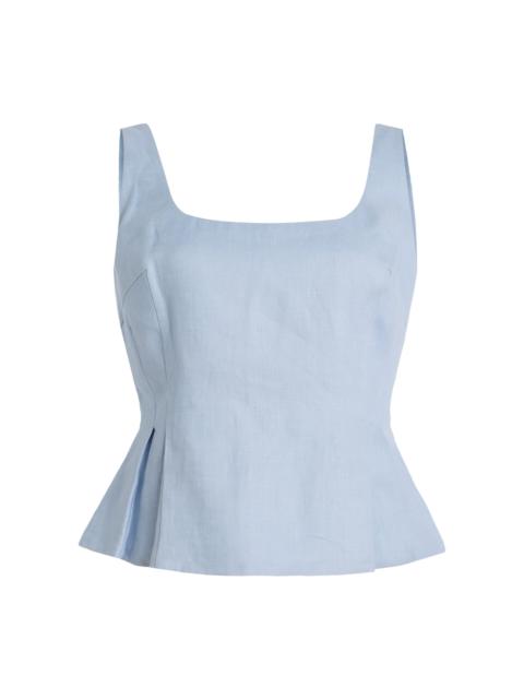 POSSE Exclusive Riviera Rosalie Linen Top blue
