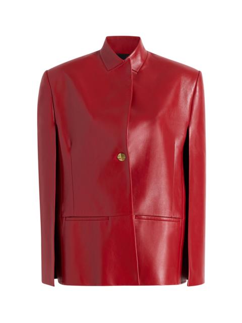 KHAITE Dolso Cape-Sleeve Plonge Leather Jacket red