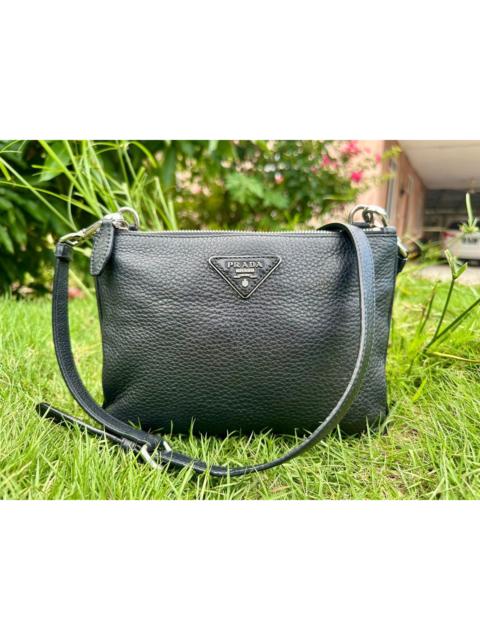Prada Authentic Prada Vitello Daino Nero Small Crossbody