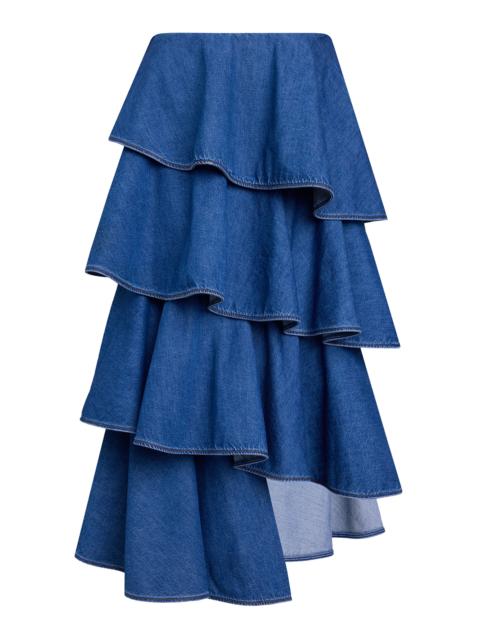 Alaïa Spiral Denim Skirt blue