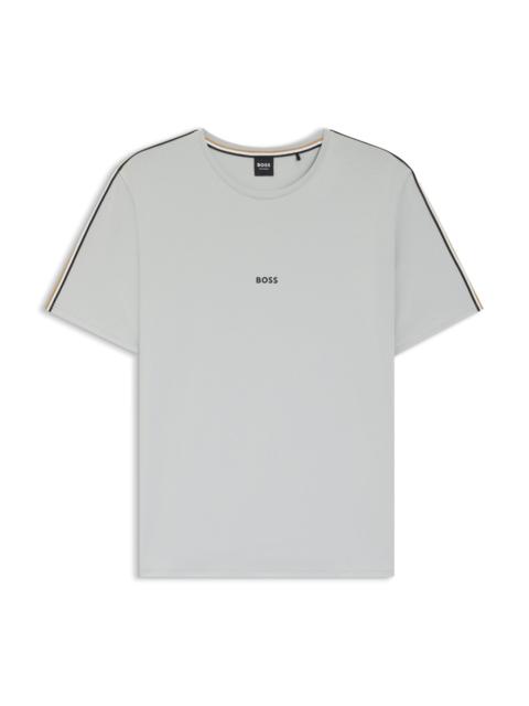 BOSS STRETCH-COTTON PYJAMA T-SHIRT WITH SIGNATURE-STRIPE TAPE