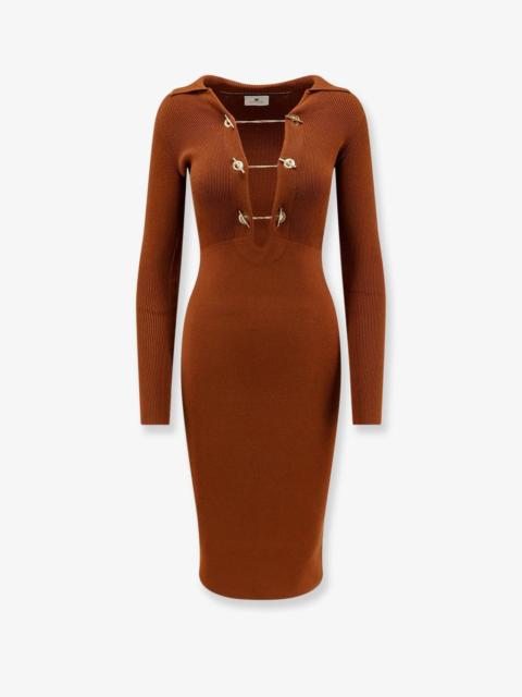 ELISABETTA FRANCHI Elisabetta Franchi Long Viscose Blend Dress Brown