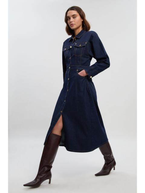 KAREN MILLEN Denim Button Front Sleeved Shirt Dress